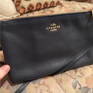 Like New Coach Charcoal Leather Crossbody Purse